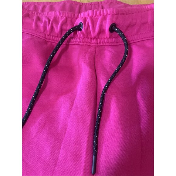 NWOT NIKE SIZE L MENS TECH Bright PINK SHORTS Zipper & Slash Pockets White Logo - Picture 3 of 11